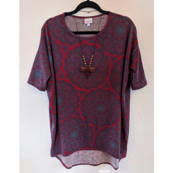 LuLaRoe Irma size small rare print maroon & teal - Picture 1 of 5
